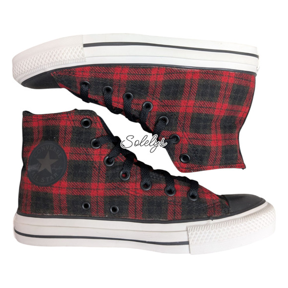 Converse 2011 Chuck Taylor All Star Buffalo Tartan Plaid Red Black High Top 7.5 - Picture 10 of 10